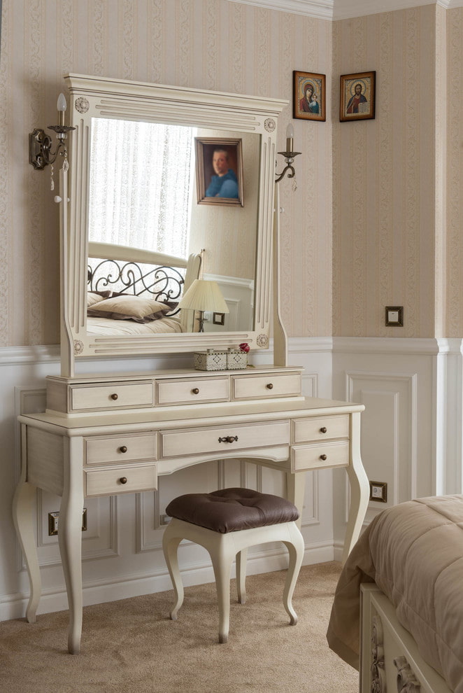 dressing wooden table in the interior dressing wooden table in the interior