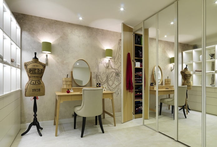 makeup table in the dressing room makeup table in the dressing room