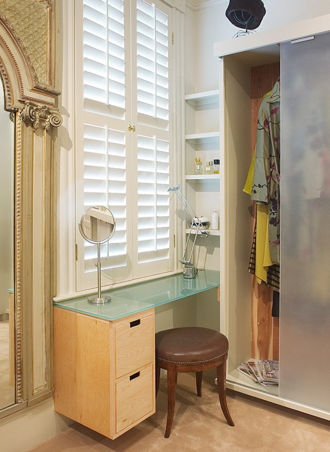 makeup table on the windowsill makeup table on the windowsill