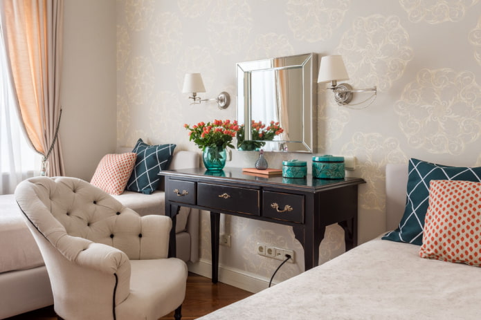 dressing bedside table in the interior dressing bedside table in the interior