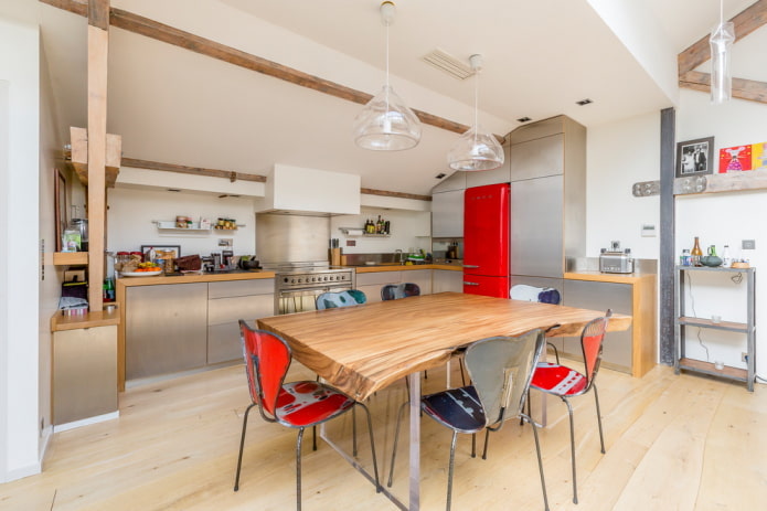 slab table in loft style interior