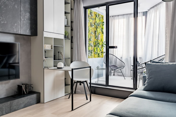 folding table in a loft-style interior