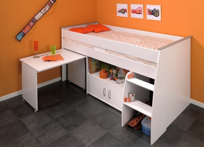 pull-out work table built into the bed pull-out work table built into the bed