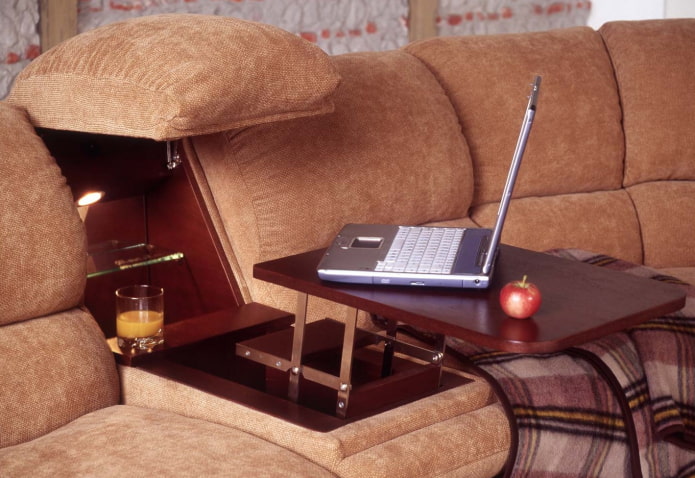 pull-out table built into the armchair pull-out table built into the armchair