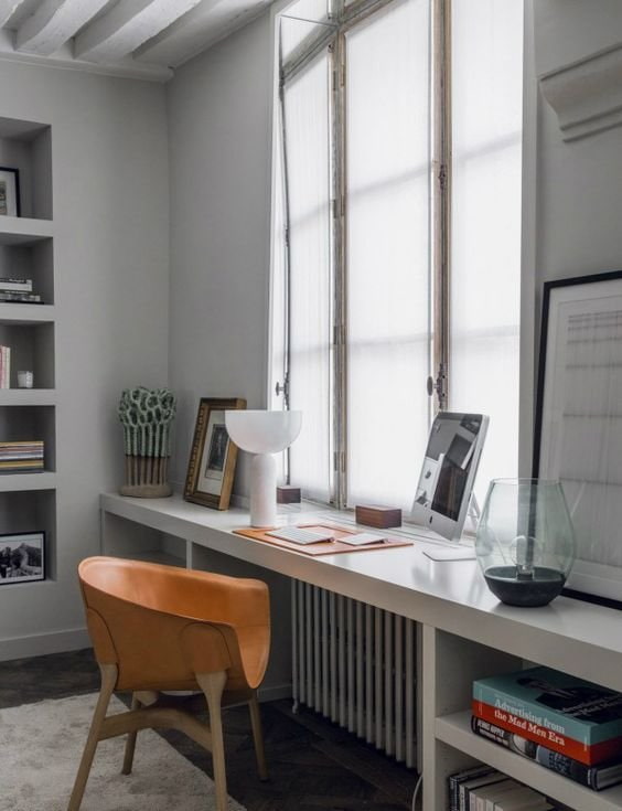 window sill turning into a table in the office window sill turning into a table in the office