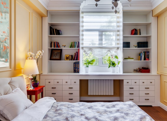 window sill turning into a desk in the interior window sill turning into a desk in the interior