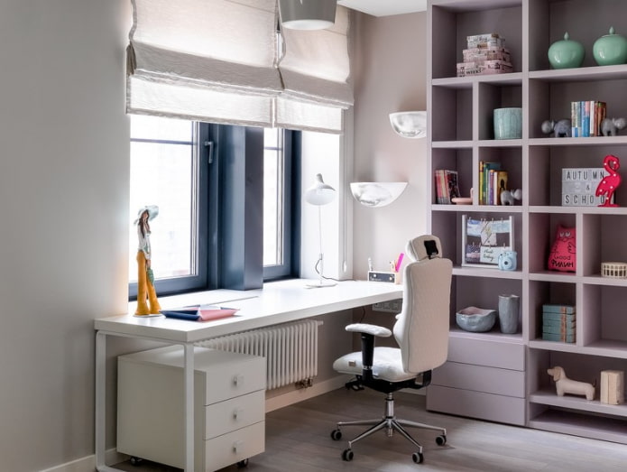 window sill turning into a desk in the interior window sill turning into a desk in the interior