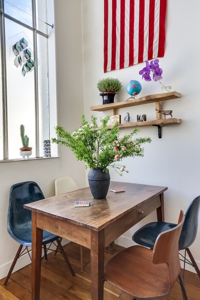 wooden rectangular table in the interior