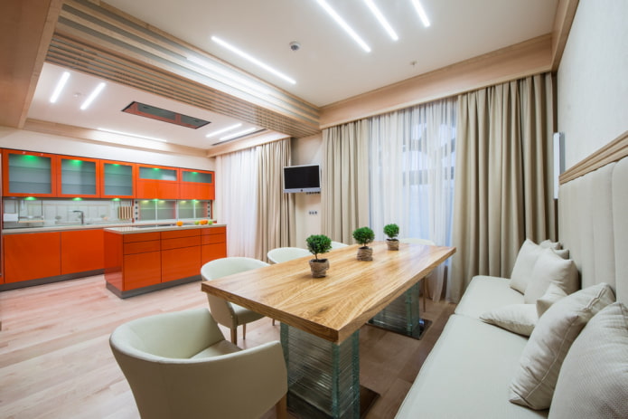 dining wooden table in the interior