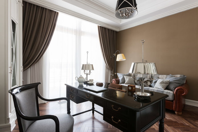 black table made of wood in the interior