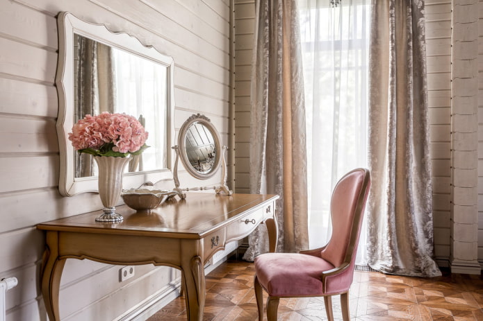 dressing wooden table in the interior