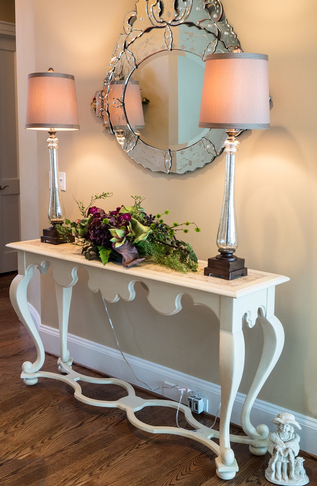 carved wood table in the interior