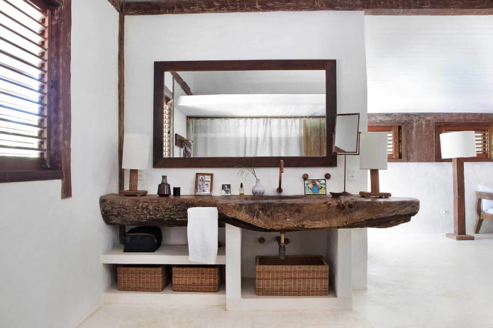 table top made of untreated wood in the interior