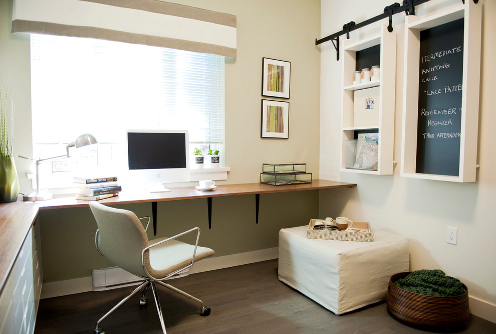 corner computer table by the window