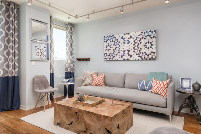wooden coffee table in the interior