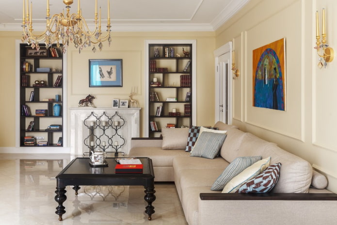black coffee table in the interior