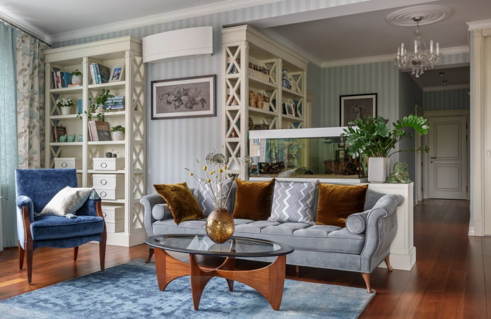 oval coffee table in the interior
