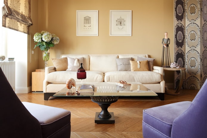 coffee table on one leg in the interior