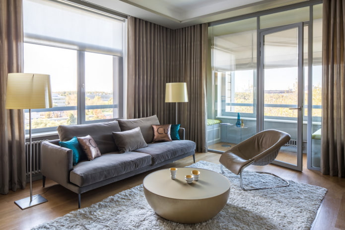 beige coffee table in the interior