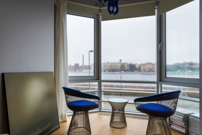 coffee table in the interior of the loggia