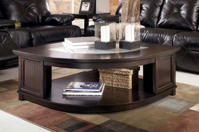 corner coffee table in the interior