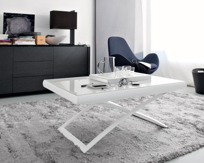 transforming table with white glass transforming table with white glass