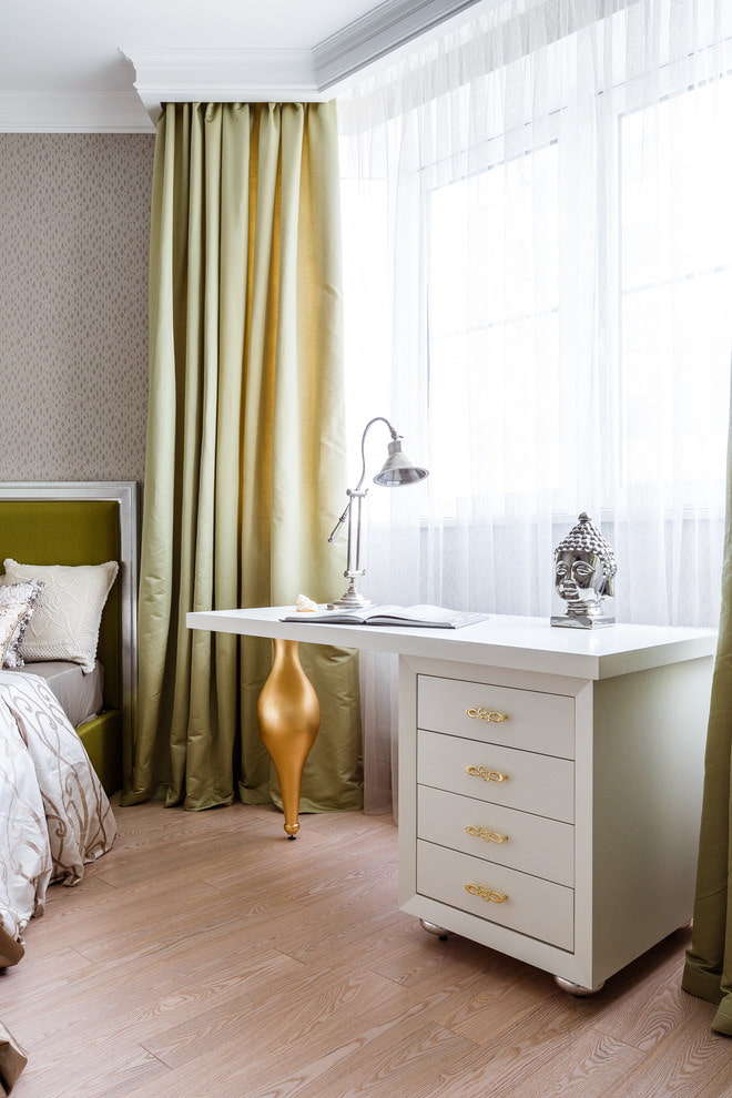 white writing table in the interior