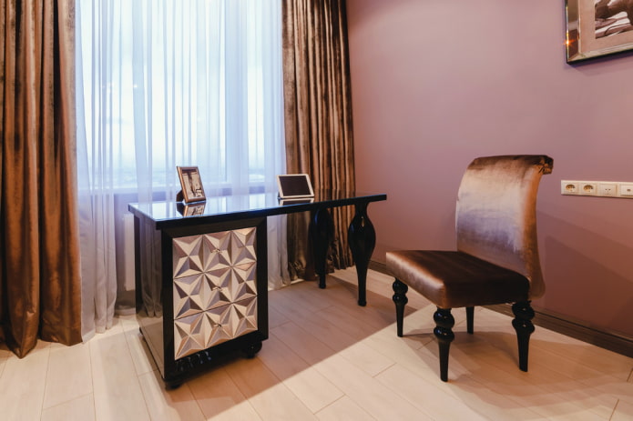 black writing table in the interior