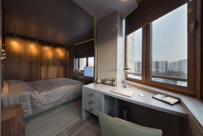 writing table in the interior of the bedroom