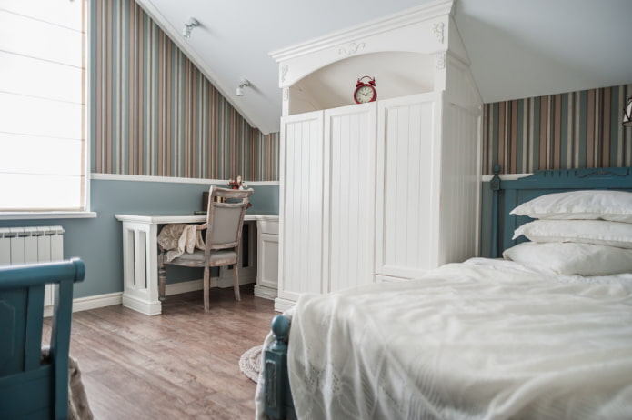 writing table in the corner in the interior