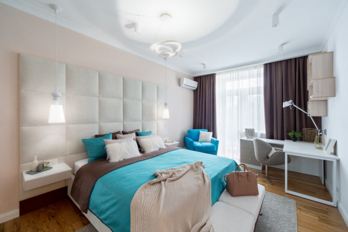 writing table in the corner in the interior