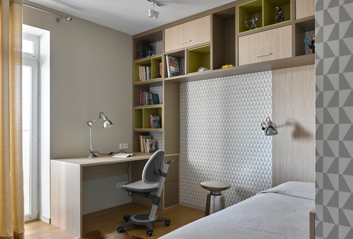 writing table with pencil case in the interior