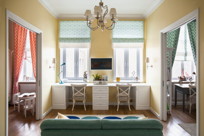 writing table in the interior of the living room