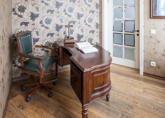 semicircular writing table in the interior