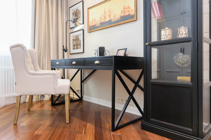 desk for writing with drawers in the interior