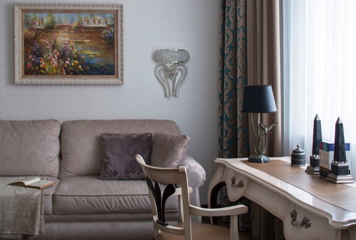 writing desk with leather top in the interior