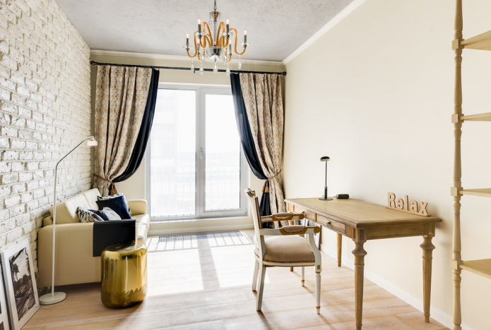 writing table along the wall in the interior