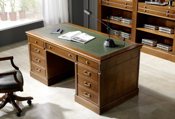 table for writing with cloth in the interior