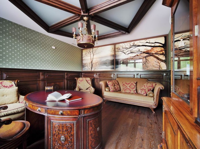 round table for writing in the interior