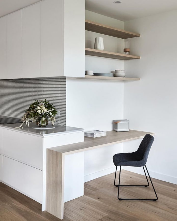 writing table in the interior of the kitchen
