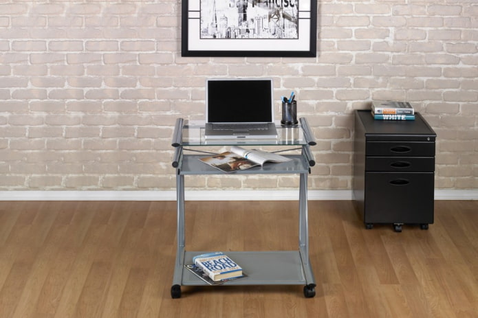 computer portable table in the interior