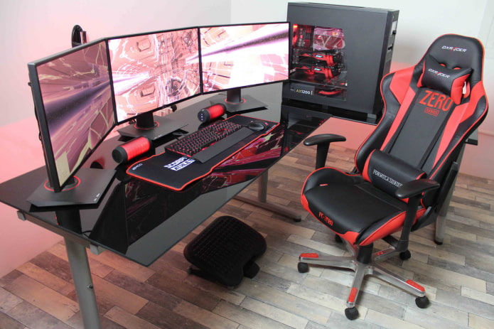 computer gaming table in the interior