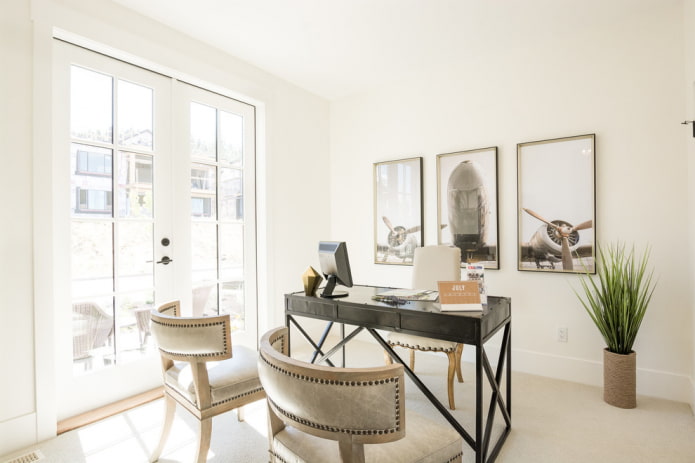 computer metal table in the interior