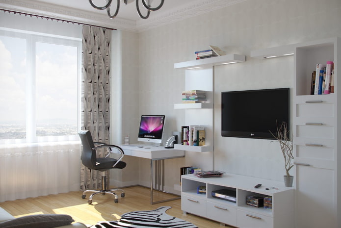 computer desk in the living room