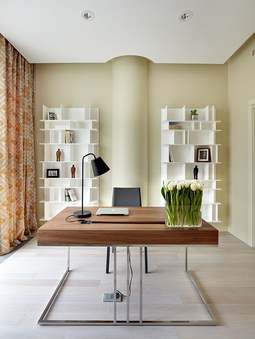 computer square table in the interior