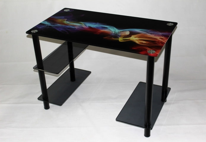 computer desk with photo printing