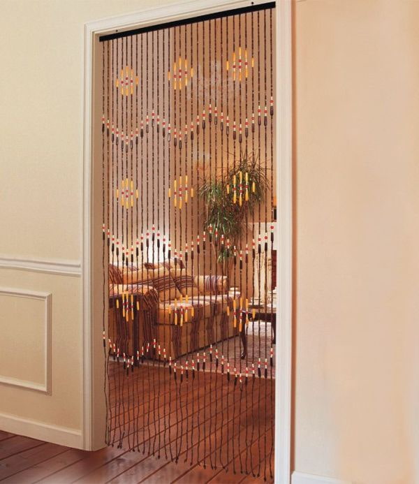 curtains-hanging on the door in the interior curtains-hanging on the door in the interior