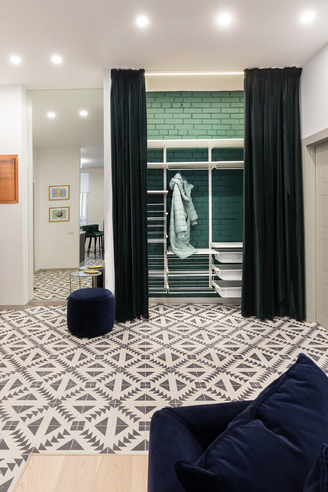 curtains on the door in the interior of the dressing room curtains on the door in the interior of the dressing room