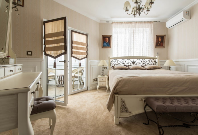 curtains on the door in the interior of the bedroom curtains on the door in the interior of the bedroom