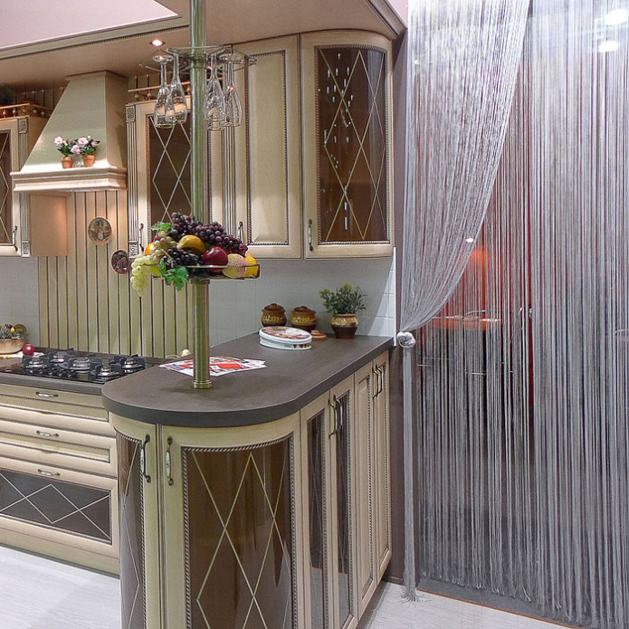 filament curtains on the door in the interior filament curtains on the door in the interior